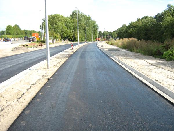 Asfalteringswerkzaamheden afrit ringweg naar Noorderhoogebrug