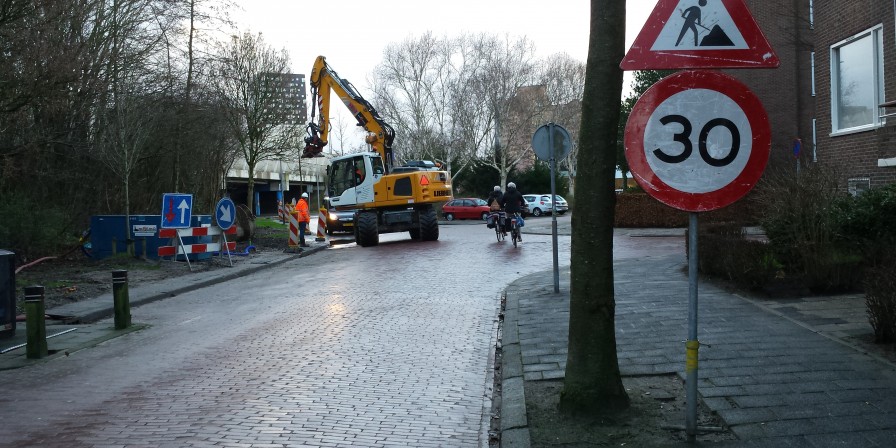 Werkzaamheden Muntinglaan door Waterbedrijf Groningen