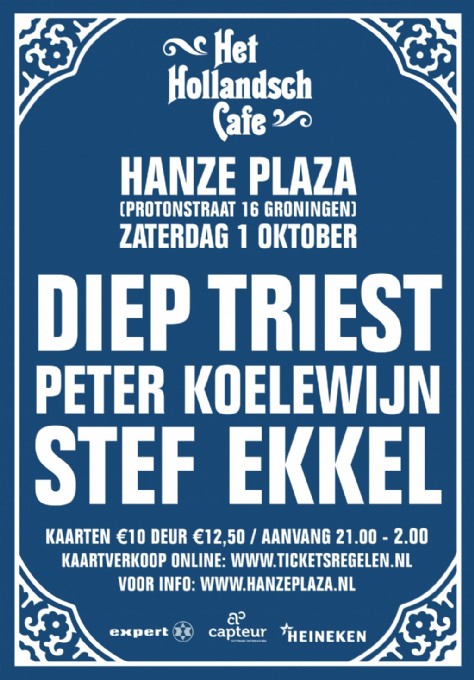 Diep Triest, Peter Koelewijn en Stef Ekkel op podium Hollandsch Café