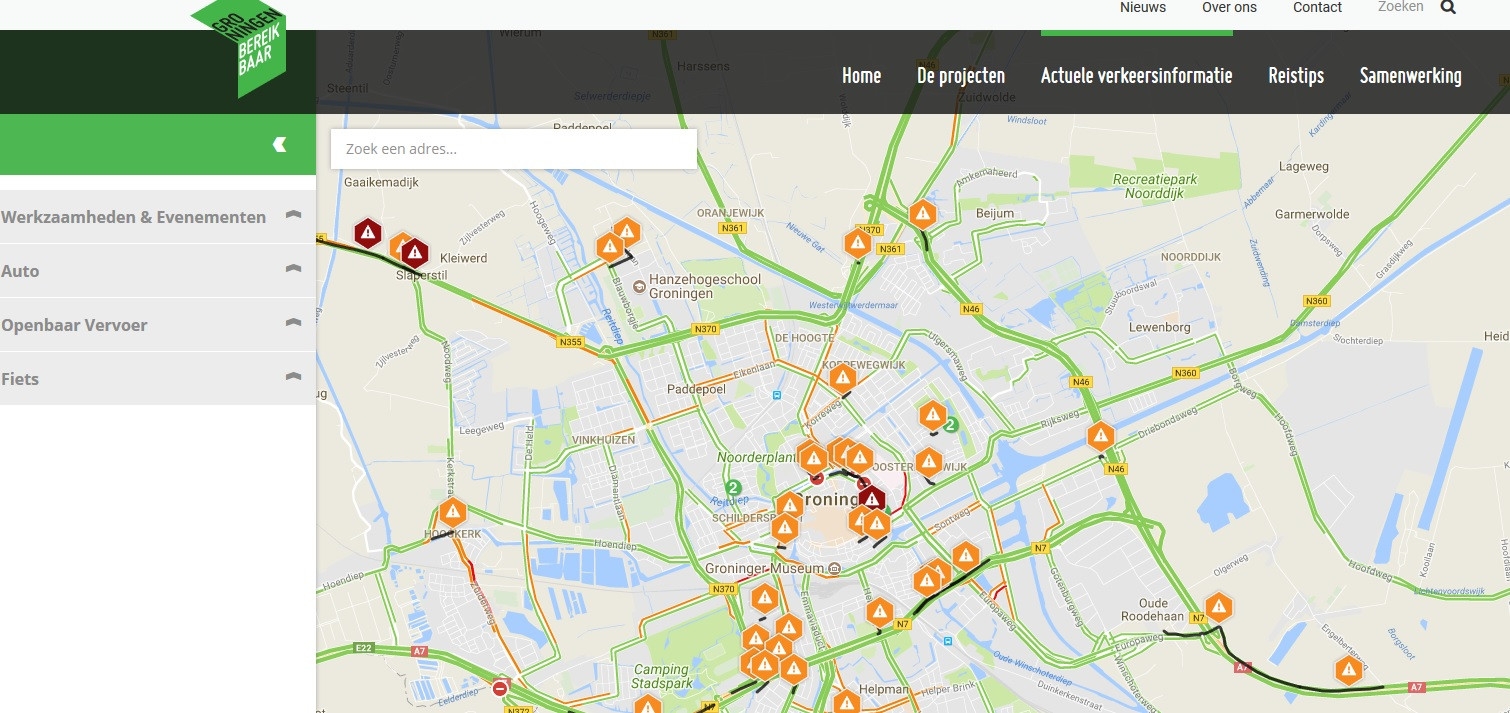 Slimme Kaart met actuele wegwerkzaamheden Groningen uitgebreid