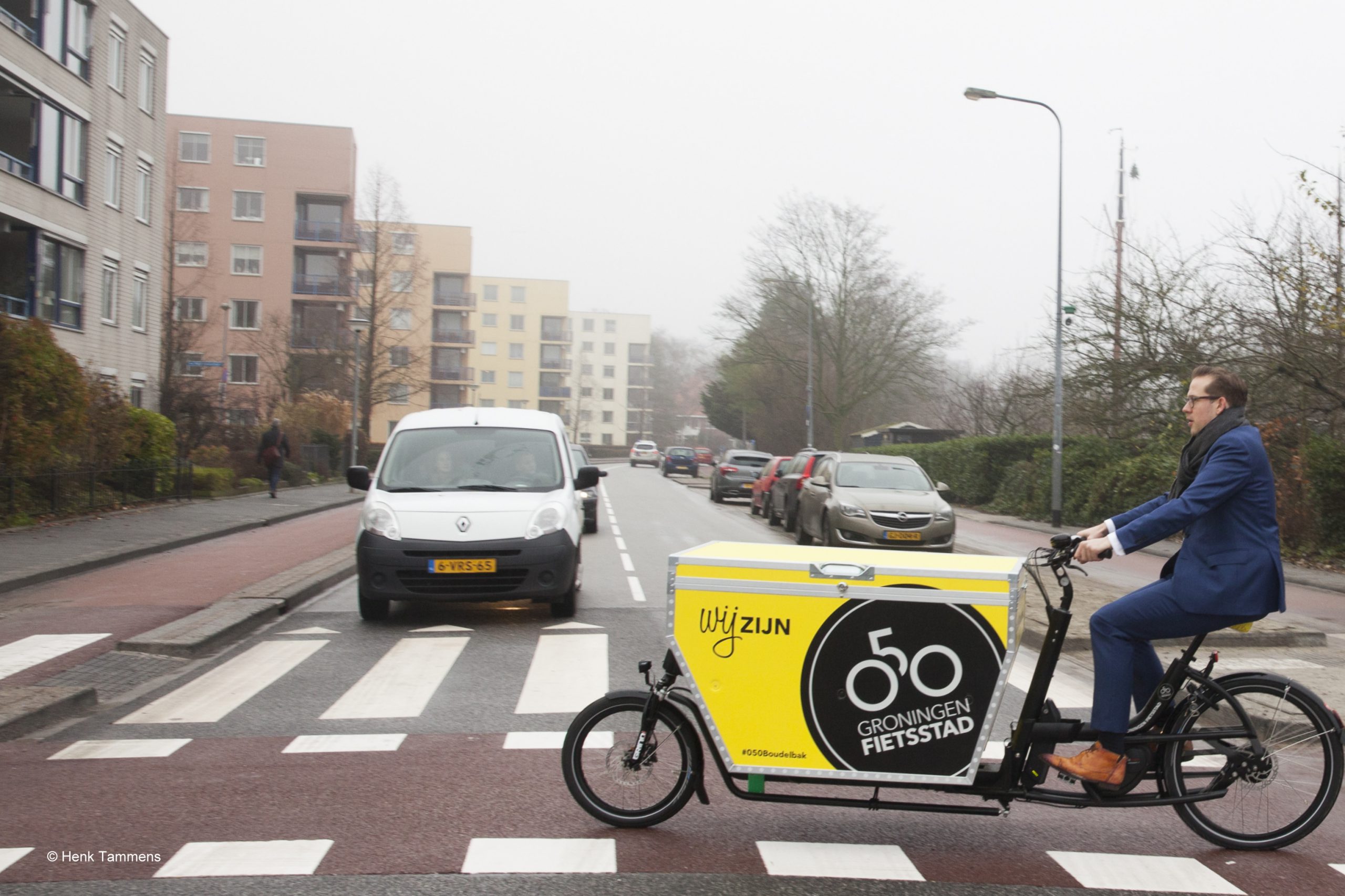 Wilhelminakade heeft eerste fietsrotonde van Noord-Nederland