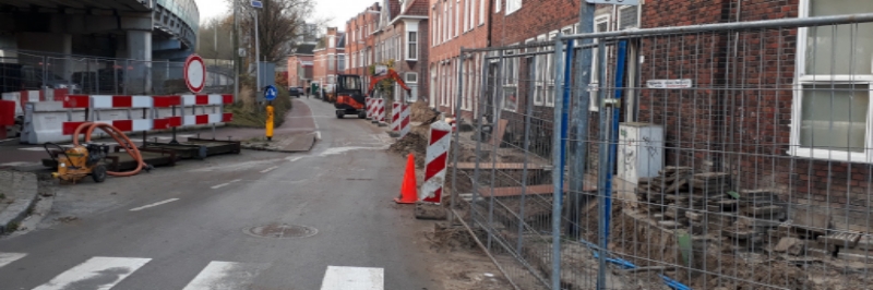 Voorbereiding aanleg tijdelijke weg bij Meeuwerderbaan en Esperantostraat