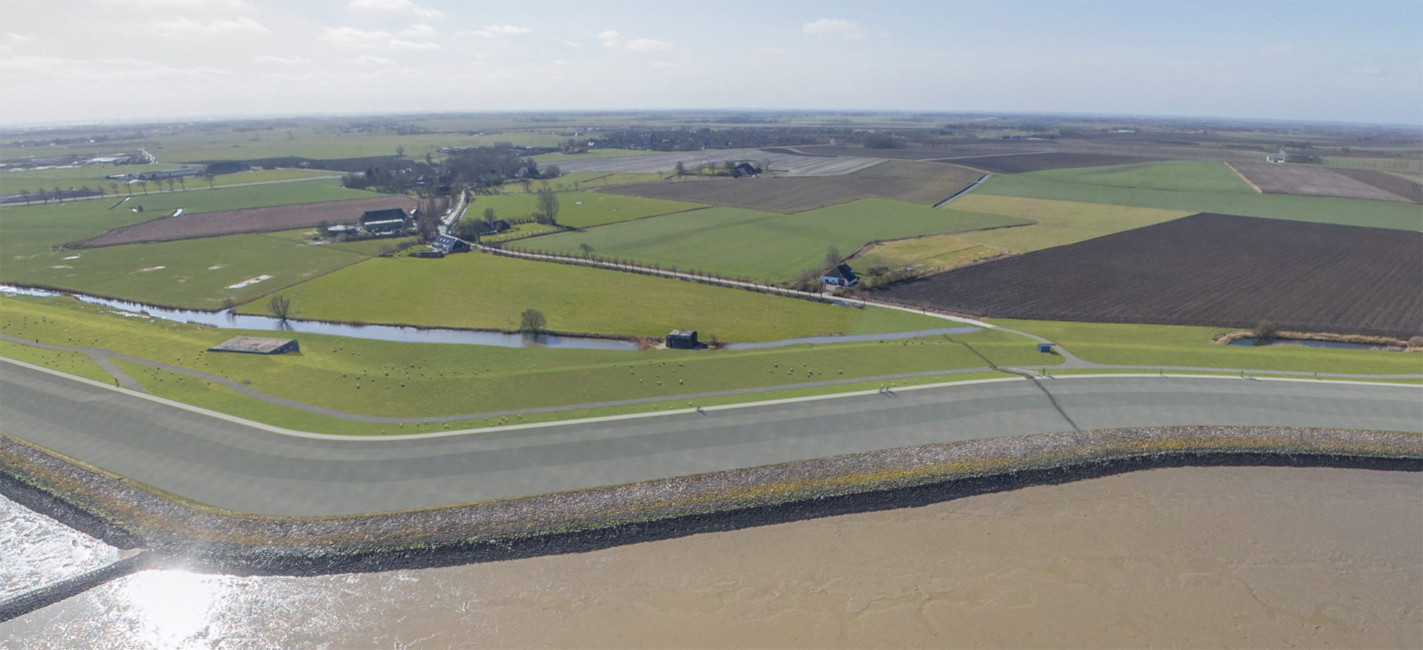 Dubbele zeedijk tussen Eemshaven en Delfzijl  gepresenteerd