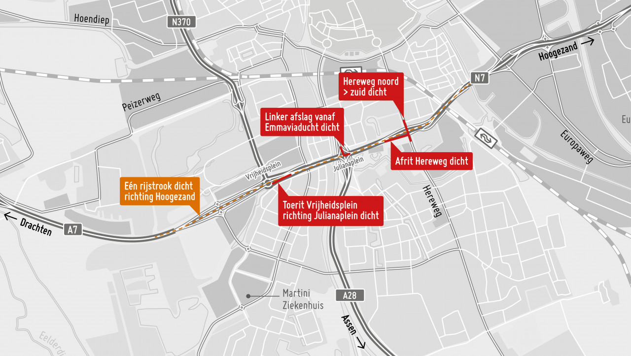 Verkeershinder op zuidelijke ringweg richting Hoogezand