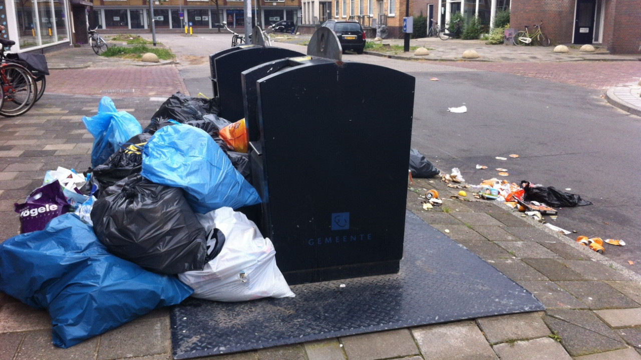 Foto gemaakt tijdens de staking van Groningse vuilnisophalers in 2023