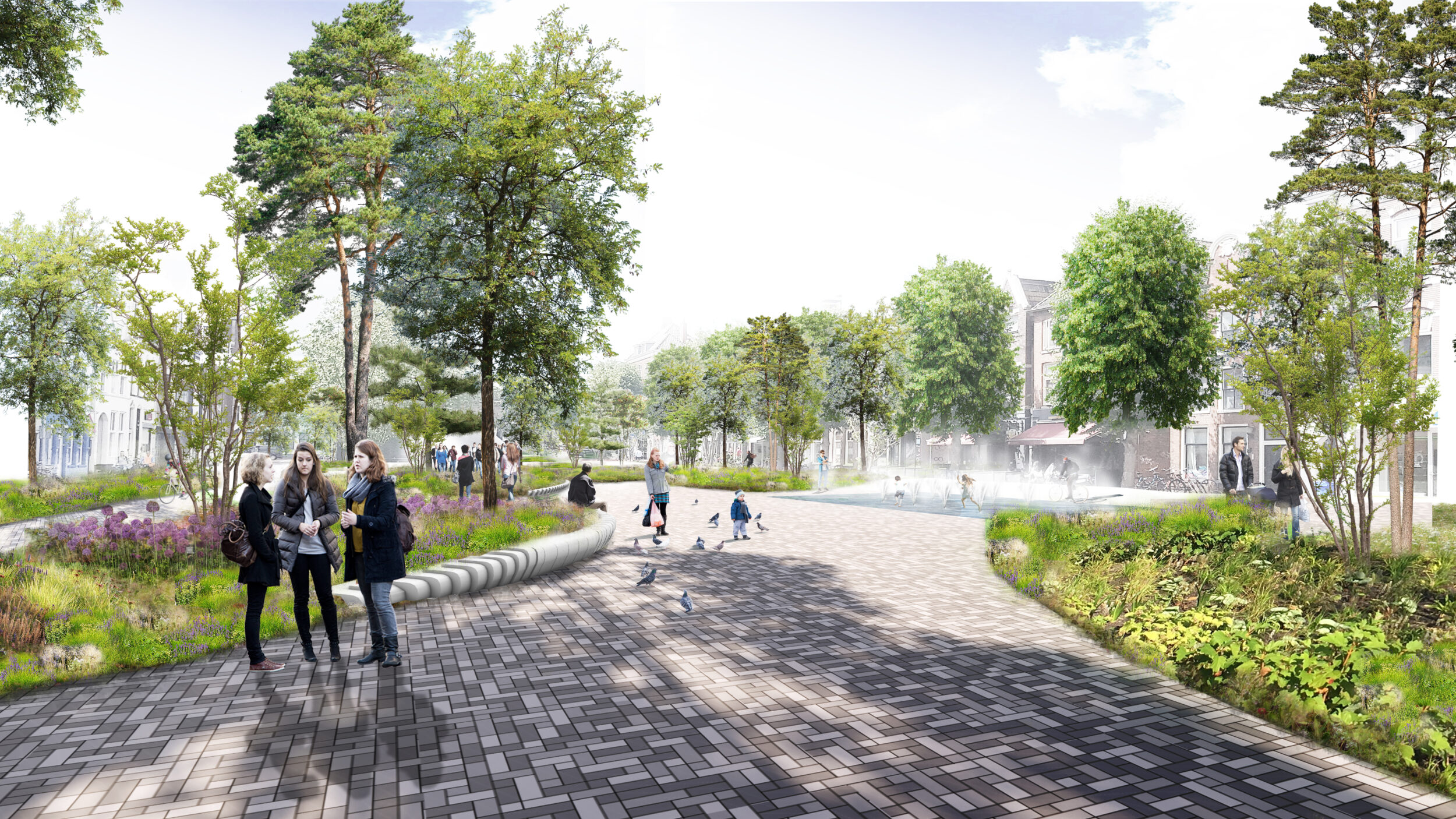 Damsterplein in Groningen: nieuwe inrichting – groen, waterbuffer en bomendak