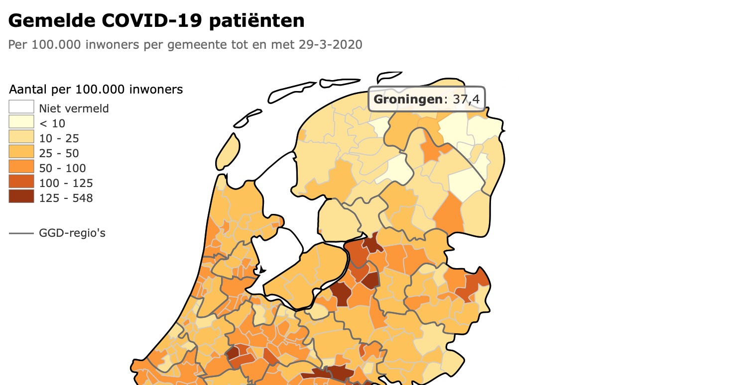 Bijna 150 coronapatiënten in Groningen; meeste daarvan komen uit Stad