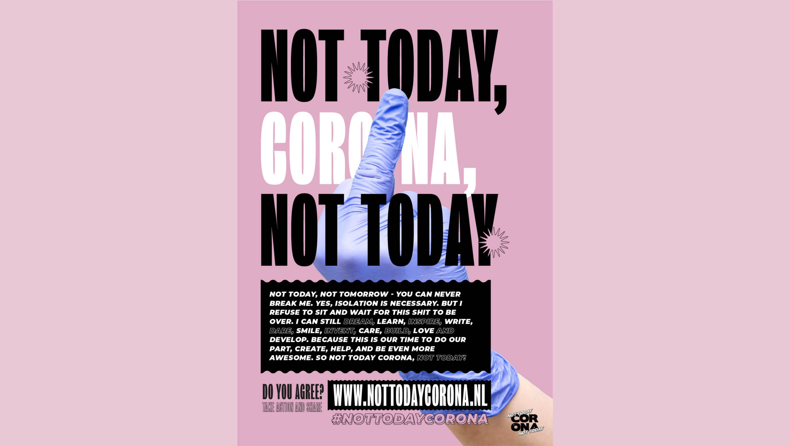 Not Today Corona, Not Today: positief statement voor en door thuisblijvers