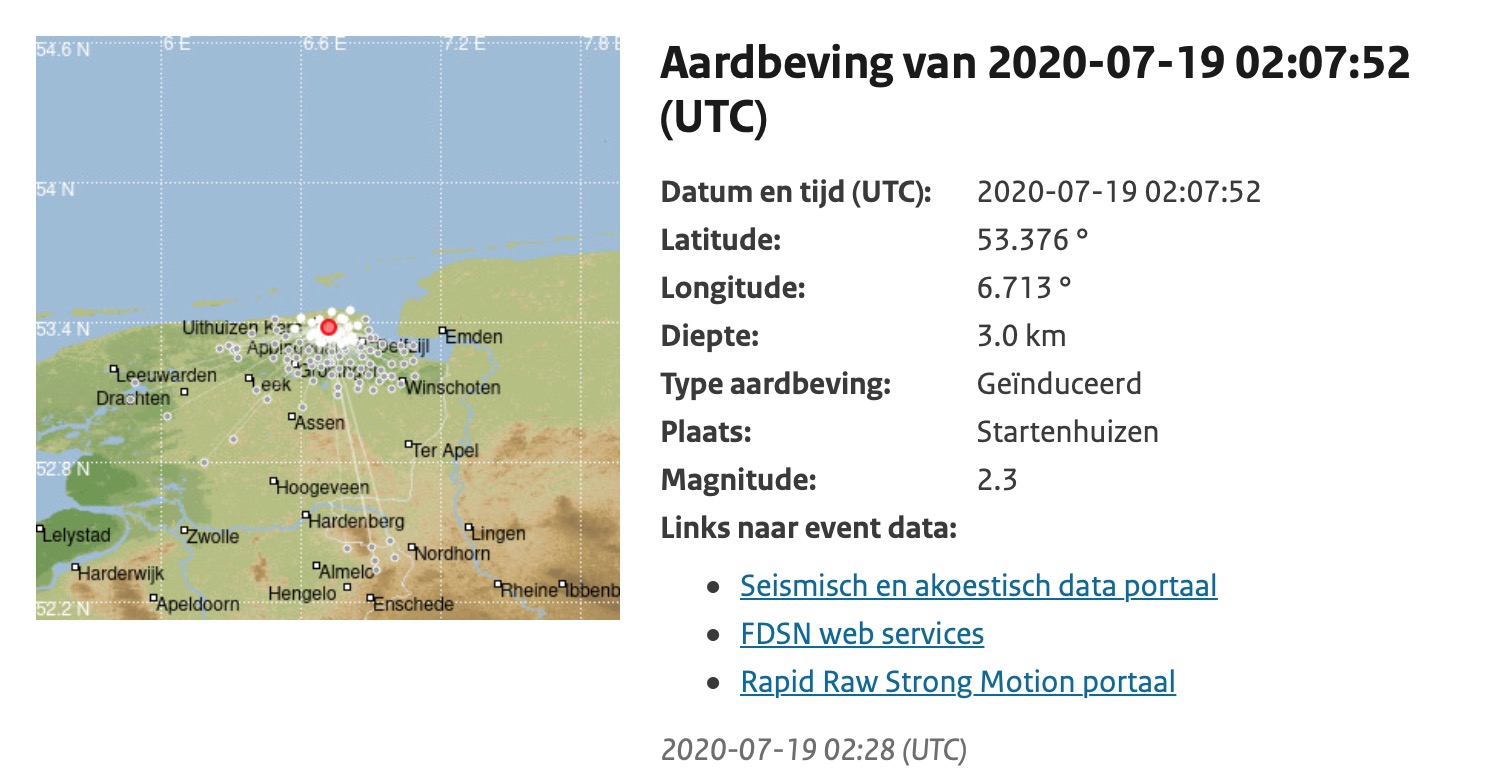 Nu is het raak in Startenhuizen; nieuwe beving met kracht van 2.3