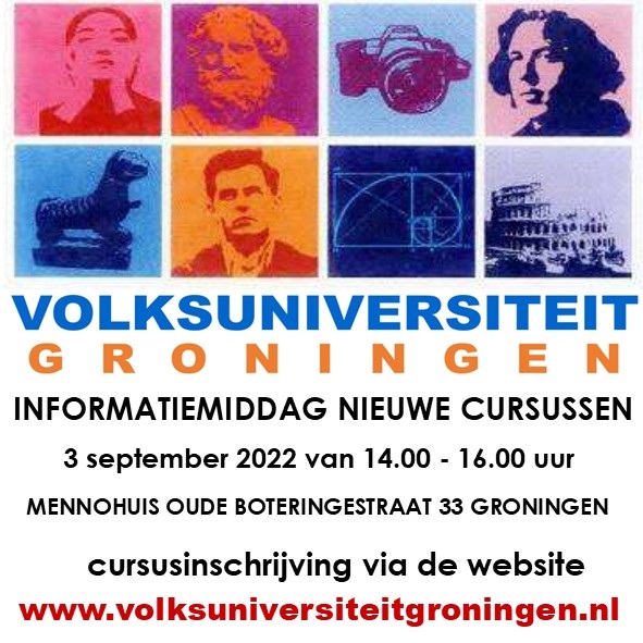 Volksuniversiteit Groningen:  inschrijving open voor tal van cursussen