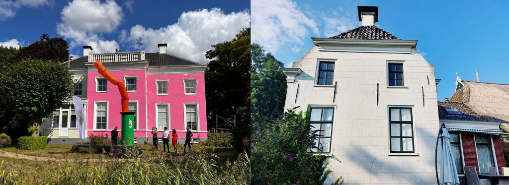 Actie van roze schilderen Groninger "pech-gebouwen" krijgt navolging: 10.000 meter roze lint uitgedeeld