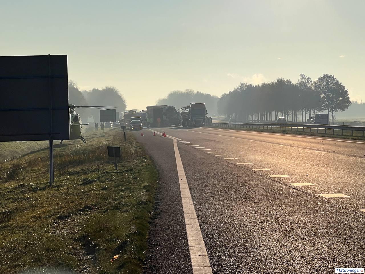 Twee ongelukken op A7 bij Harkstede