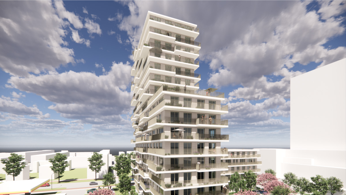 Woontoren met zeventien bouwlagen in Groningen - Zuid