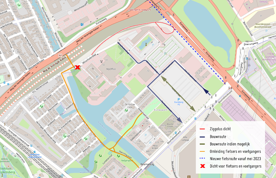 Een overzicht van de verschillende routes. Afbeelding: OpenStreetMap / Aanpak Ring Zuid
