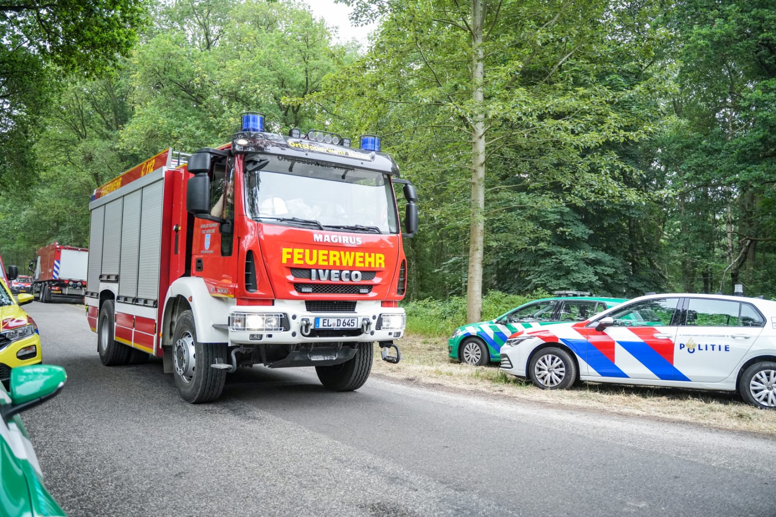 Een Duitse brandweerwagen bij Ter Apel. Foto | Raymond Bos