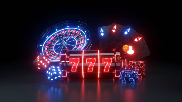 Casino Gambling Concept on The Black Background, 3D Illustration