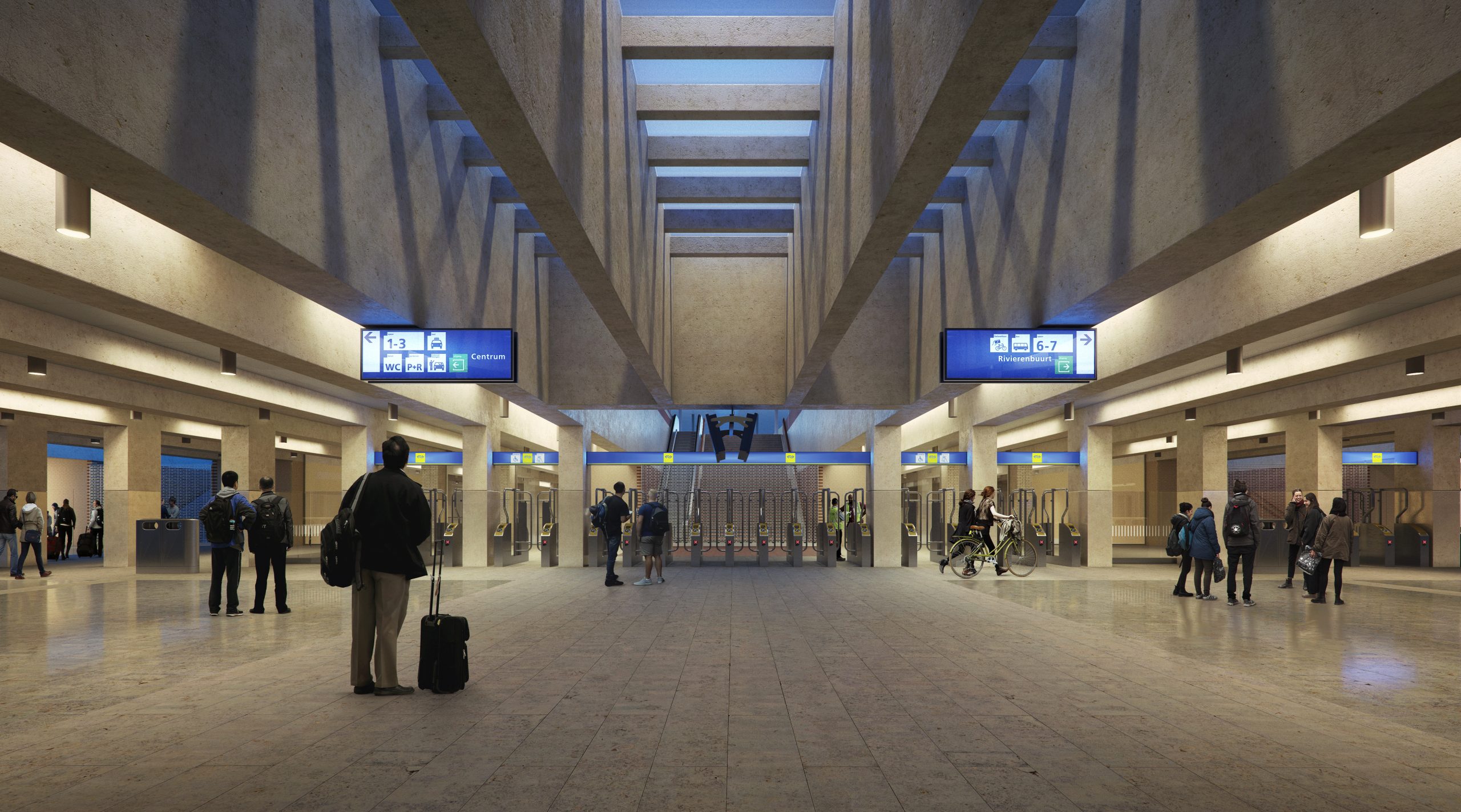 Impressie van reizigerspassage | Koen van Velsen architecten / Beauty & The Bit