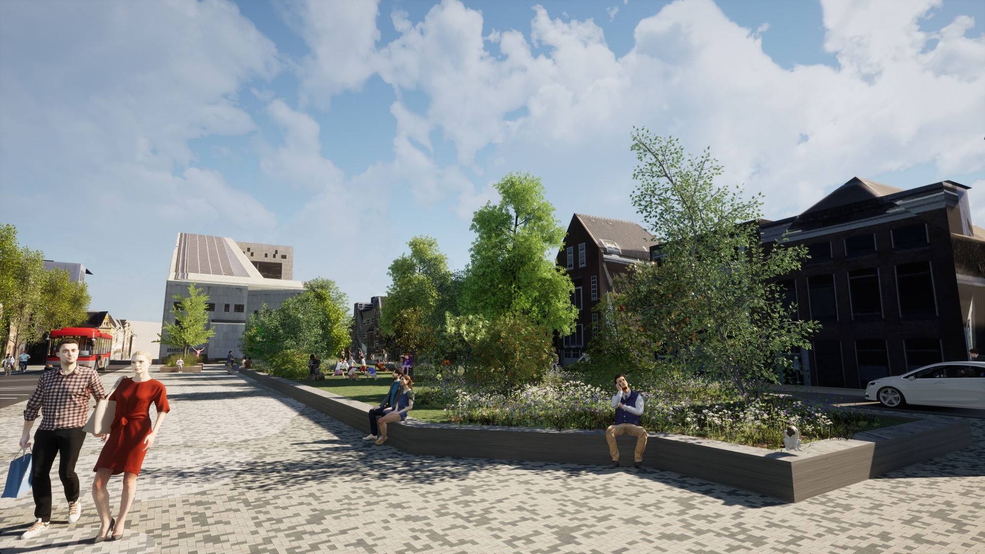 Impressie van het Damsterplein met meer groen Foto | Ruimte voor Jou