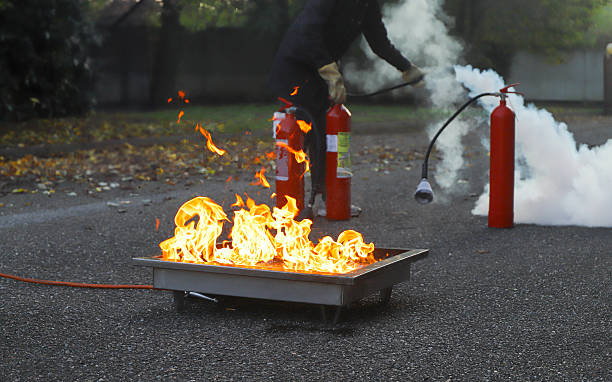corporate safety - exercise during a firefighting course