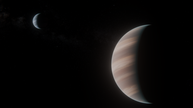 Kepler-1625b and Kepler-1625b (Artist Impression). Beeld: CaptSalamanca. CC BY 4.0. Via Wikimedia Commons