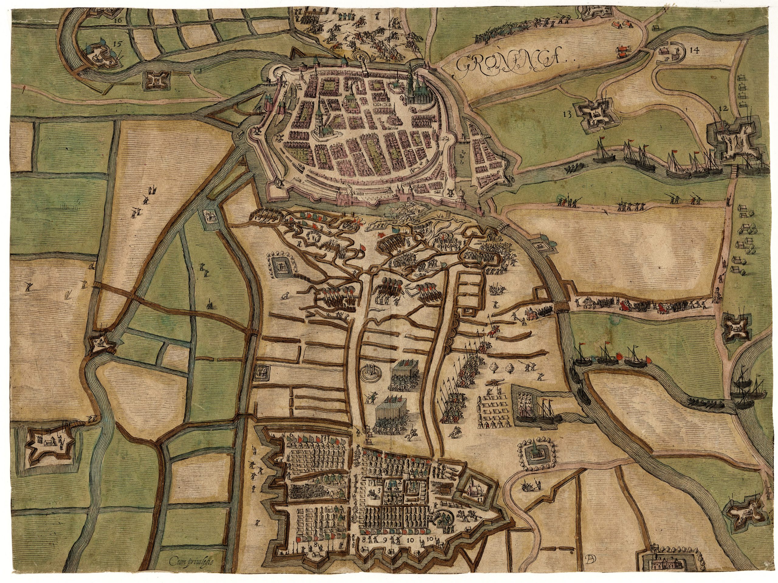 door Floris Baltharas gegraveerde prent uit omstreeks 1610  toont ons het beleg van Groningen (1594)